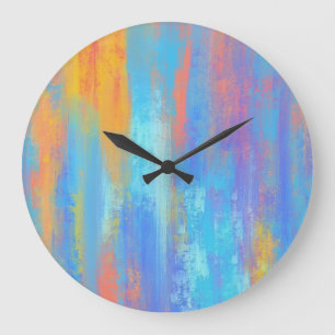 Abstract Blue and Orange Large Clock