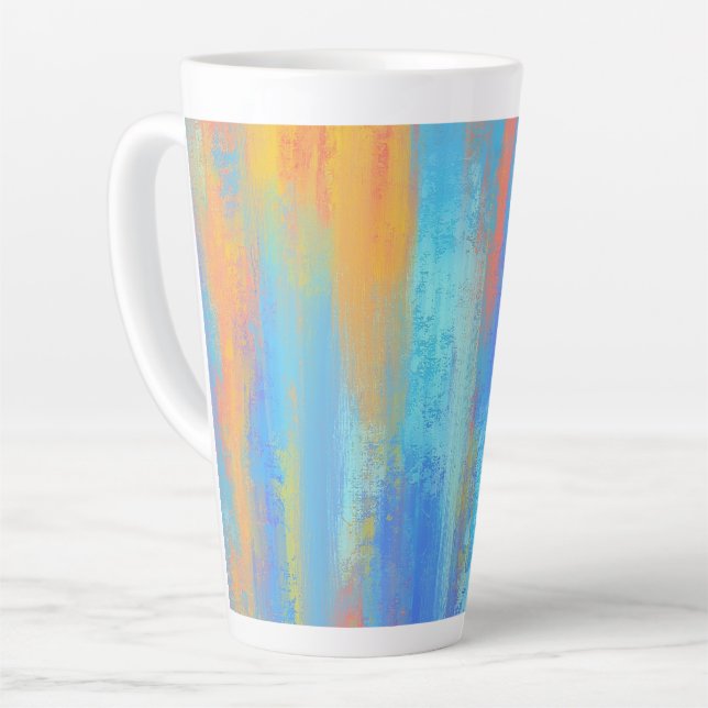 Abstract Blue and Orange Latte Mug (Left Angle)