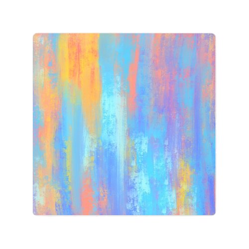 Abstract Blue and Orange Metal Print