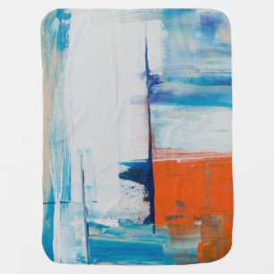 Abstract Blue and Orange Modern Art Baby Blanket
