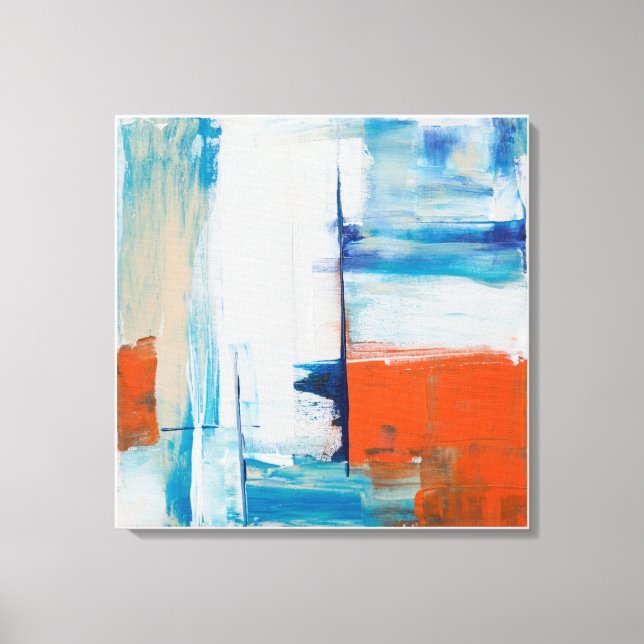 Abstract Blue and Orange Modern Art Canvas Print (Front)