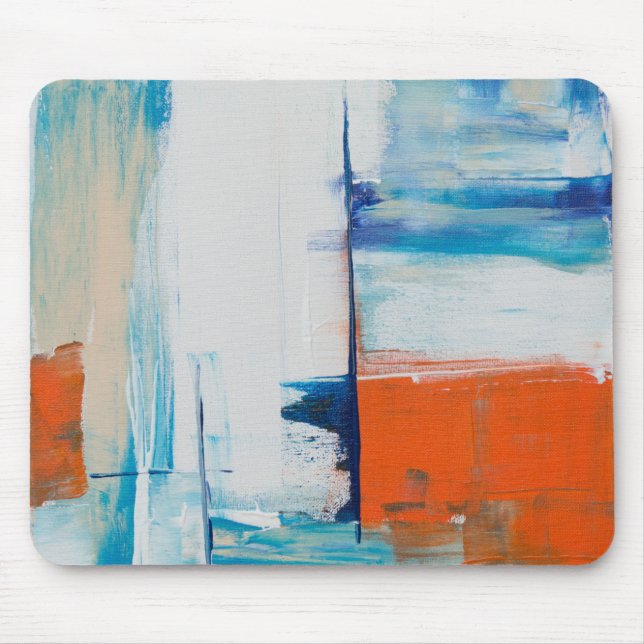 Abstract Blue and Orange Modern Art Mouse Pad (Front)