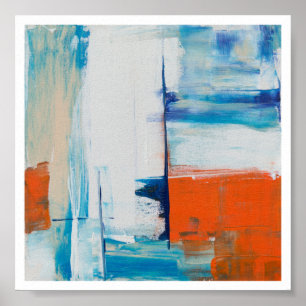 Abstract Blue and Orange Modern Art Poster