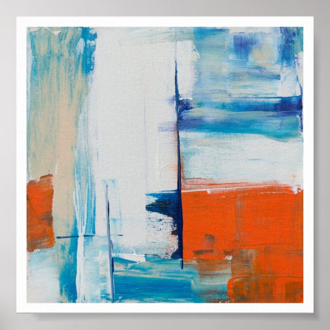 Abstract Blue and Orange Modern Art Poster (Front)