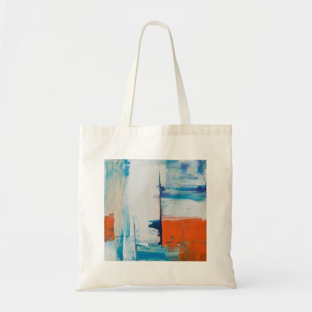 Abstract Blue and Orange Modern Art Tote Bag (Front)