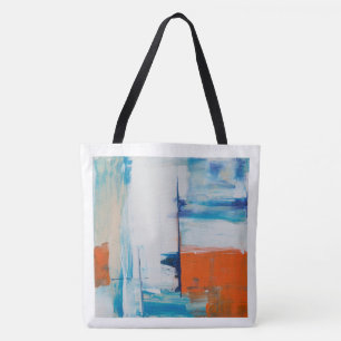 Abstract Blue and Orange Modern Art Tote Bag