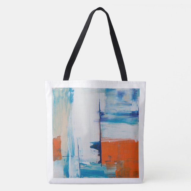 Abstract Blue and Orange Modern Art Tote Bag (Front)