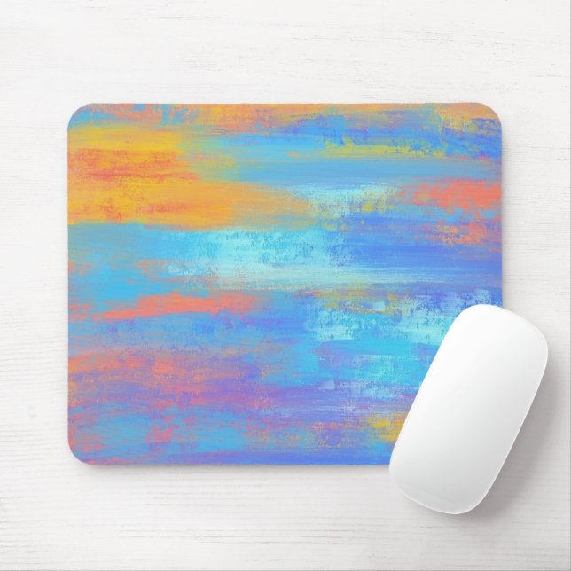 Abstract Blue and Orange Mouse Pad (With Mouse)