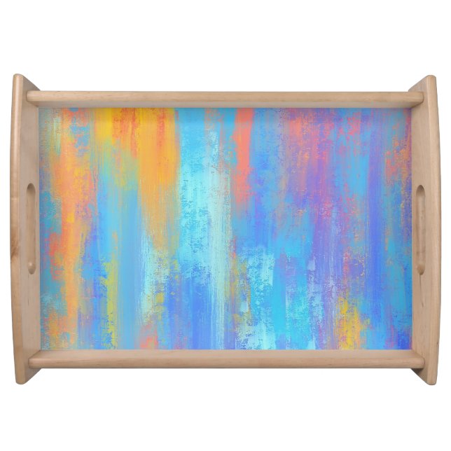 Abstract Blue and Orange Serving Tray (Front)