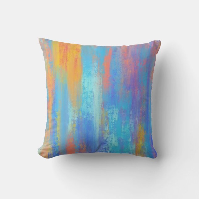Abstract Blue and Orange Throw Pillow (Front)