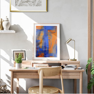 Abstract Blue and Orange Wall Art