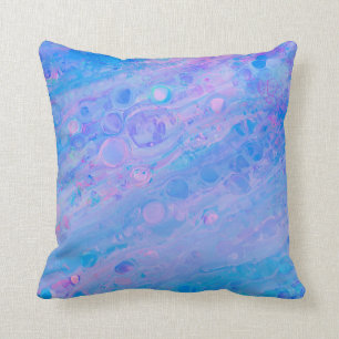 Abstract Blue and Pink Bubbly Mermaid Ocean Throw Pillow