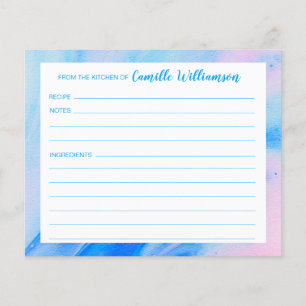 Abstract Blue and Pink Personalized Recipe Card