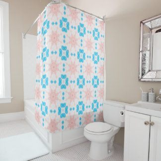 Abstract Blue and Pink Shower Curtain