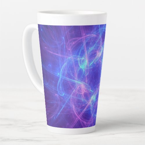 Abstract Blue and Pink Swirly Fractal Latte Mug