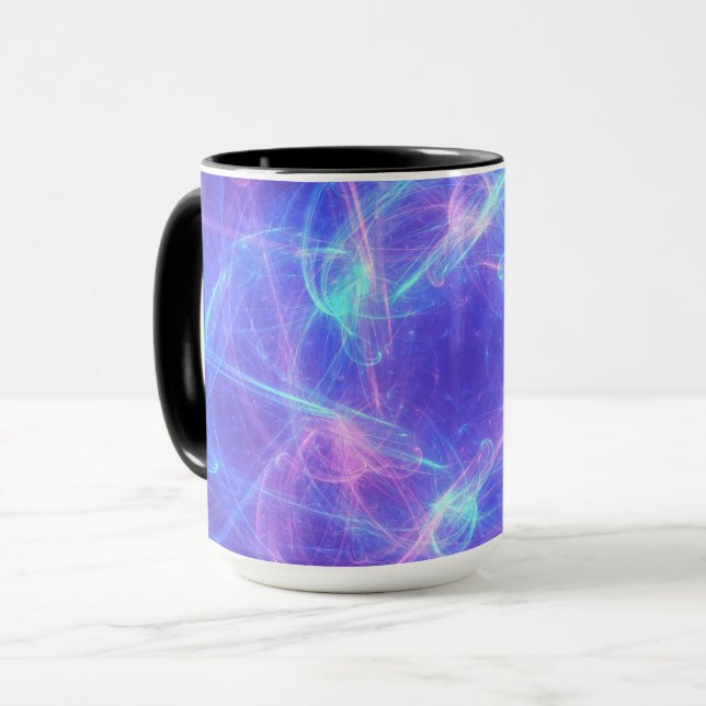 Abstract Blue and Pink Swirly Fractal Mug (Front Left)