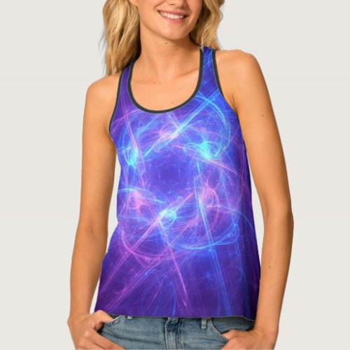 Abstract Blue and Pink Swirly Fractal Tank Top