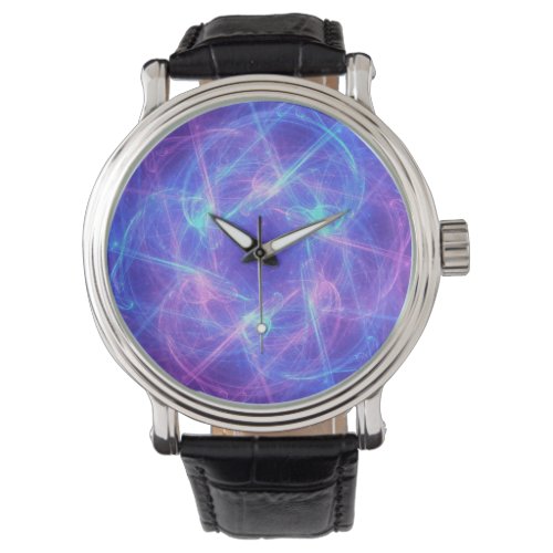 Abstract Blue and Pink Swirly Fractal Watch