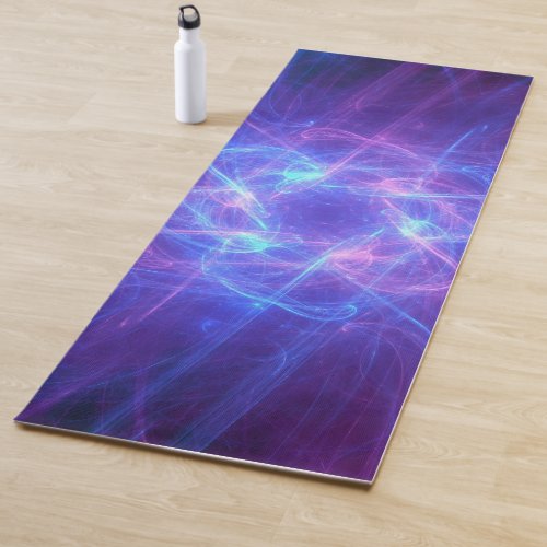 Abstract Blue and Pink Swirly Fractal Yoga Mat