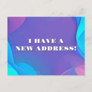 Abstract Blue and Pink Waves New Address Postcard