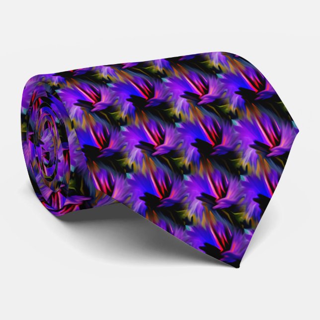 Abstract Blue And Purple Design   Neck Tie (Rolled)