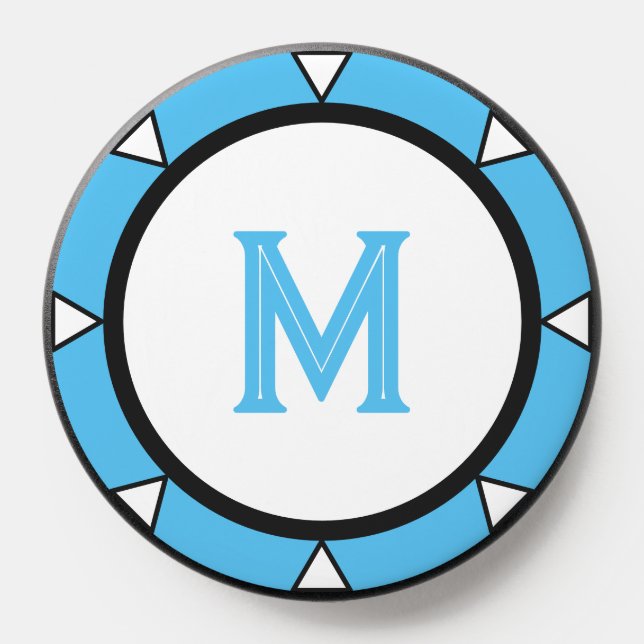 Abstract blue and white circle monogram indigo PopSocket (Popsocket)