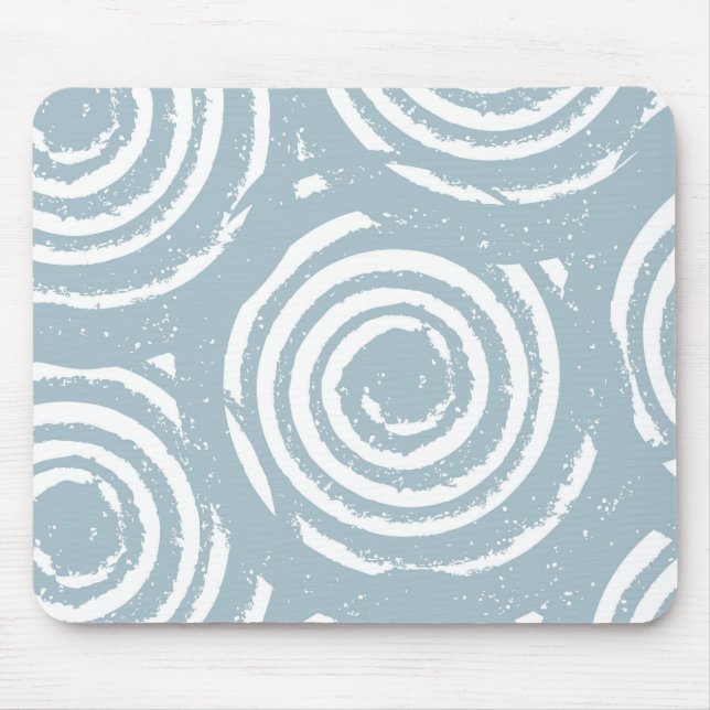 Abstract Blue and White Circles Mouse Pad (Front)