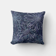 Abstract Blue and White Coastal Floral