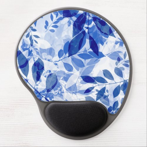 Abstract Blue and White Leaves Gel Mouse Pad