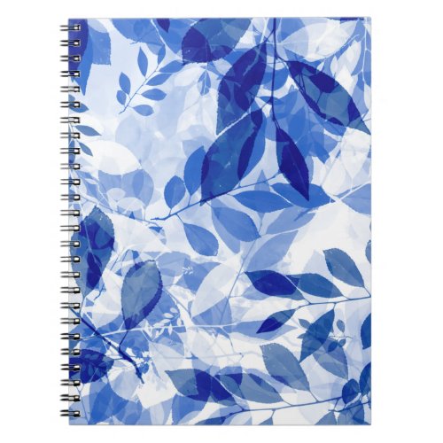 Abstract Blue and White Leaves Photo Notebook