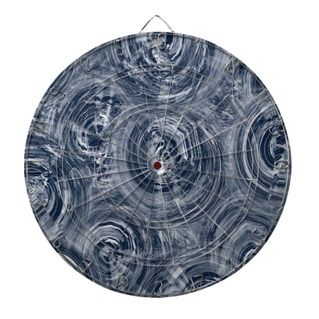 Abstract Blue and White Swirl Pattern Dart Board (Front)