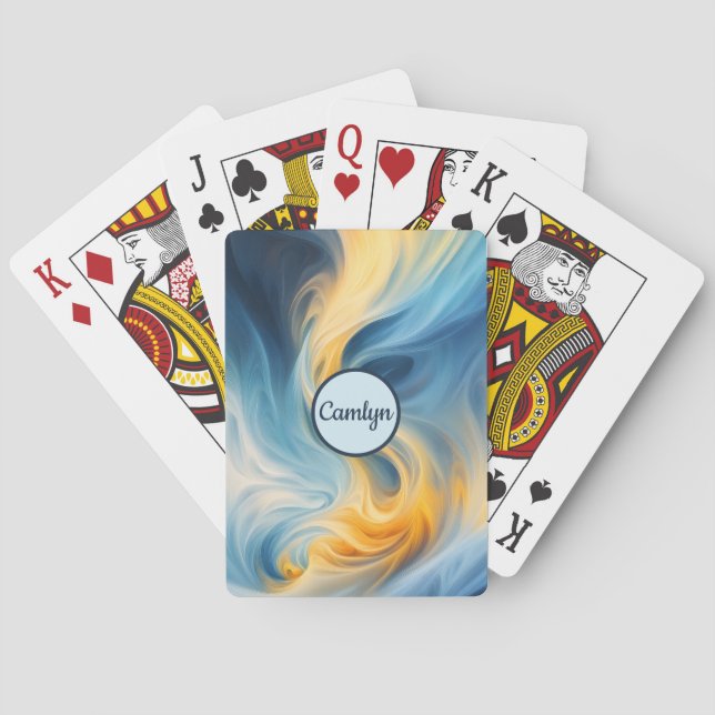 Abstract Blue and Yellow Smoke Poker Cards (Back)