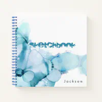 Personalized Blue Artist Sketchbook Notebook