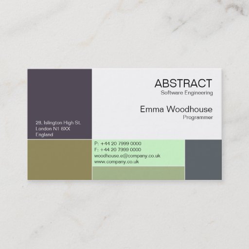 Customizable Abstract Blue, Aqua &amp; Olive Business Card Template