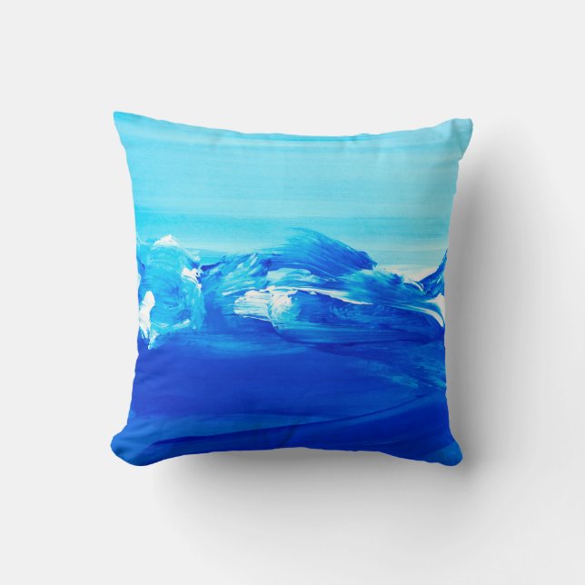 Abstract blue art painting background. Modern art. Throw Pillow (Front)
