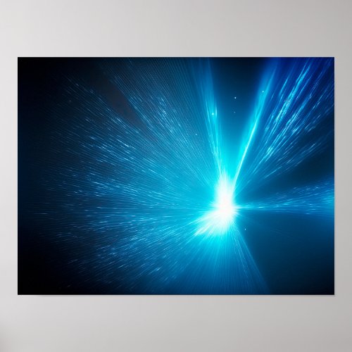 Abstract blue background with rays of light poster