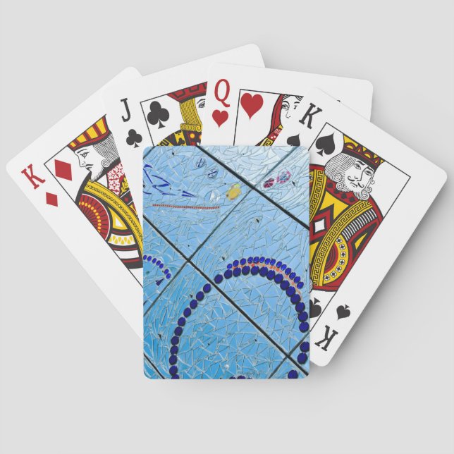 Abstract Blue Baltimore Geometric Mirror Mosaic Poker Cards (Back)