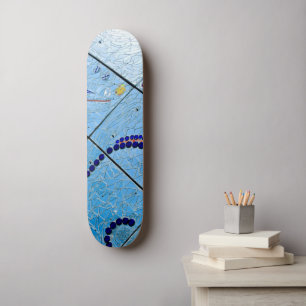 Abstract Blue Baltimore Geometric Mirror Mosaic Skateboard