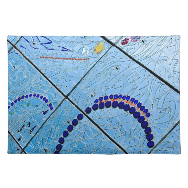 Abstract Blue Baltimore Mosaic Cloth Placemat (Front)
