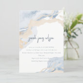 Abstract Blue Beige Coastal Beach Baby Shower Invitation (Standing Front)