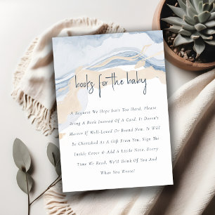 Abstract Blue Beige Coastal Books For Baby Shower Enclosure Card