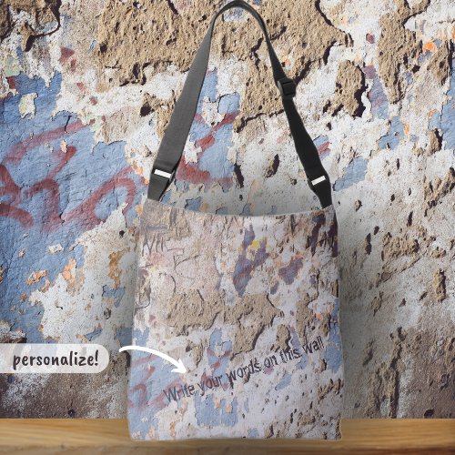 Abstract blue  beige cracked wall crossbody bag