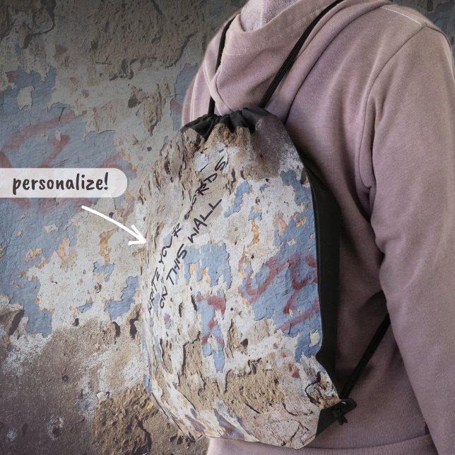 Abstract blue & beige (cracked wall)  drawstring bag (Creator Uploaded)