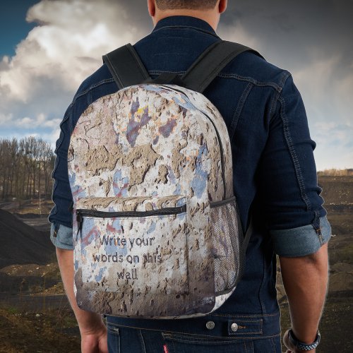 Abstract blue  beige cracked wall  poster printed backpack