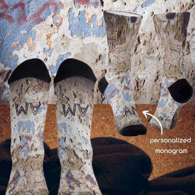 Abstract blue & beige (cracked wall) socks (Creator Uploaded)