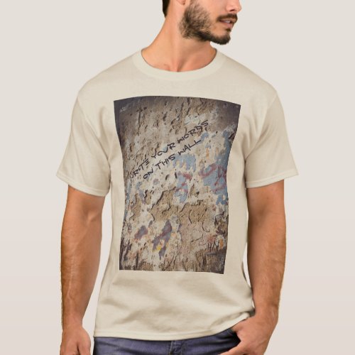 Abstract blue  beige cracked wall  T_Shirt