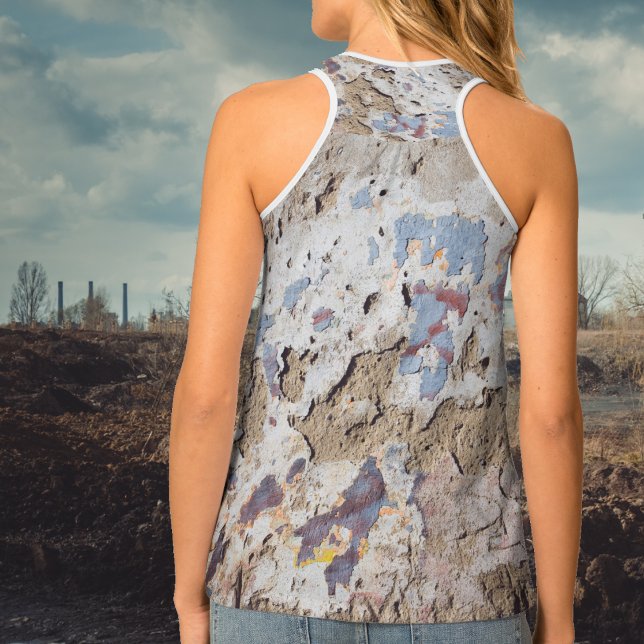 Abstract blue & beige (cracked wall) tank top (Creator Uploaded)