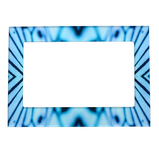 Abstract Blue Black Butterfly Wing Photo Magnetic Frame (Front)