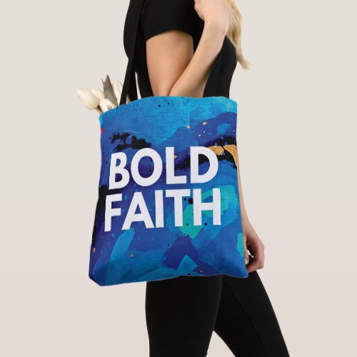 Abstract Blue Bold Faith Inspirational Tote Bag