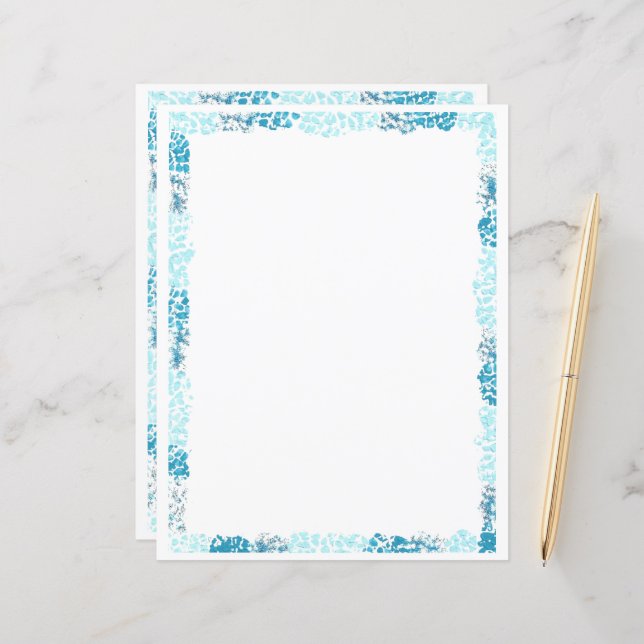 Abstract Blue Border Scrapbook and Journal Paper (Front/Back In Situ)